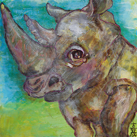 旅に出るシロサイ 青空の下、一頭のシロサイが旅に出ました。遥か彼方に大好きな友達が待っているのを信じて。