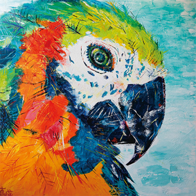 おしゃれなルリコンゴウインコ ルリコンゴウインコの羽は、 とっても綺麗です。みんなに見てもらいたくて、 おしゃれしているんです。