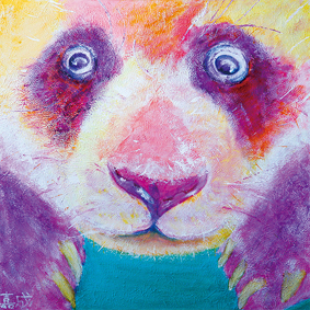 日なたぼっこをしているパンダ お天気のいいある日のこと、 太陽の光を浴びて一匹のパンダが、 のんびりお昼寝、ウトウト…。	